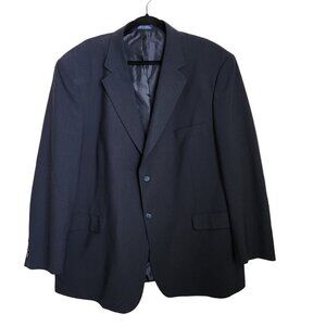 Stafford Men's Blazer Size 46 Regular‎ Navy Blue Stripes Two Button Suit Jacket